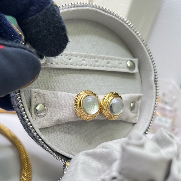 Auth DIOR Earrings • Clear Vivid Cabochon Authentic Christian Dior Pierced - Picture 7 of 13